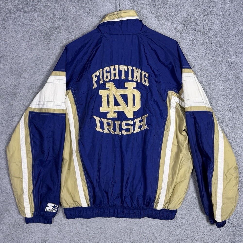 Vintage Starter Notre Dame Jacket Mens M Full Zip Windbreaker Track 90s Nylon